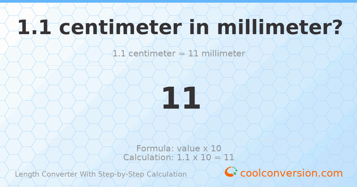 1.1 centimeters = 11 millimeters
