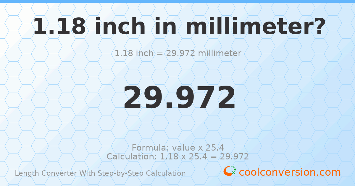 1.18 inches = 29.972 millimeters