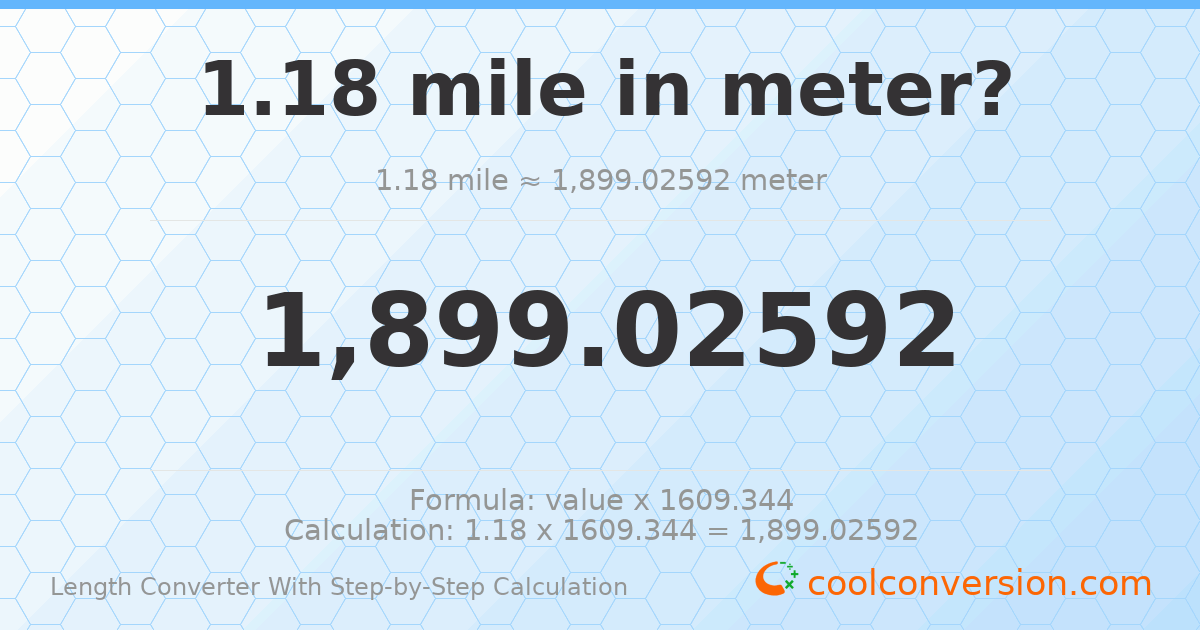 1.18 miles = 1899.03 meters