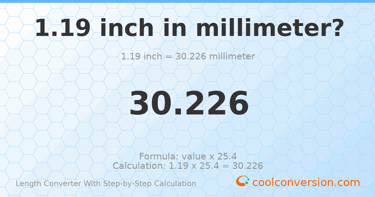 1.19 inches = 30.226 millimeters