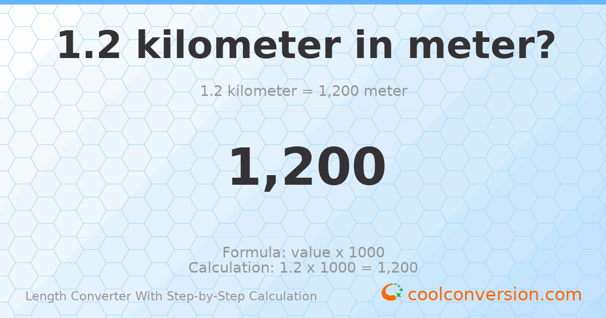 1.2 kilometers = 1200 meters