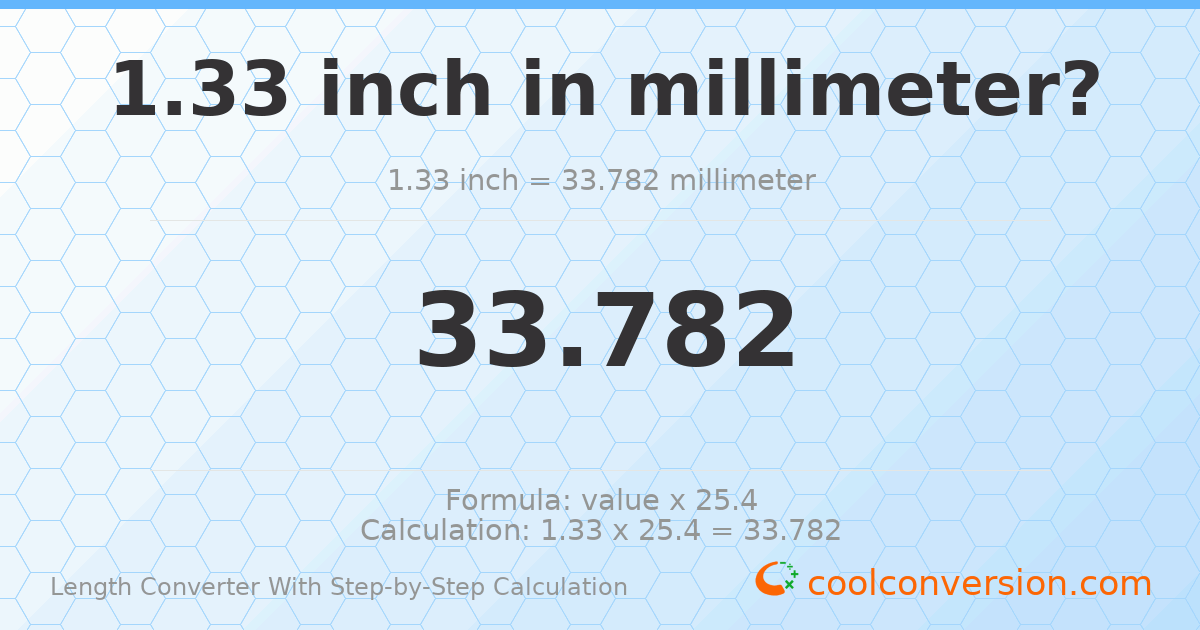 1.33 inches = 33.782 millimeters
