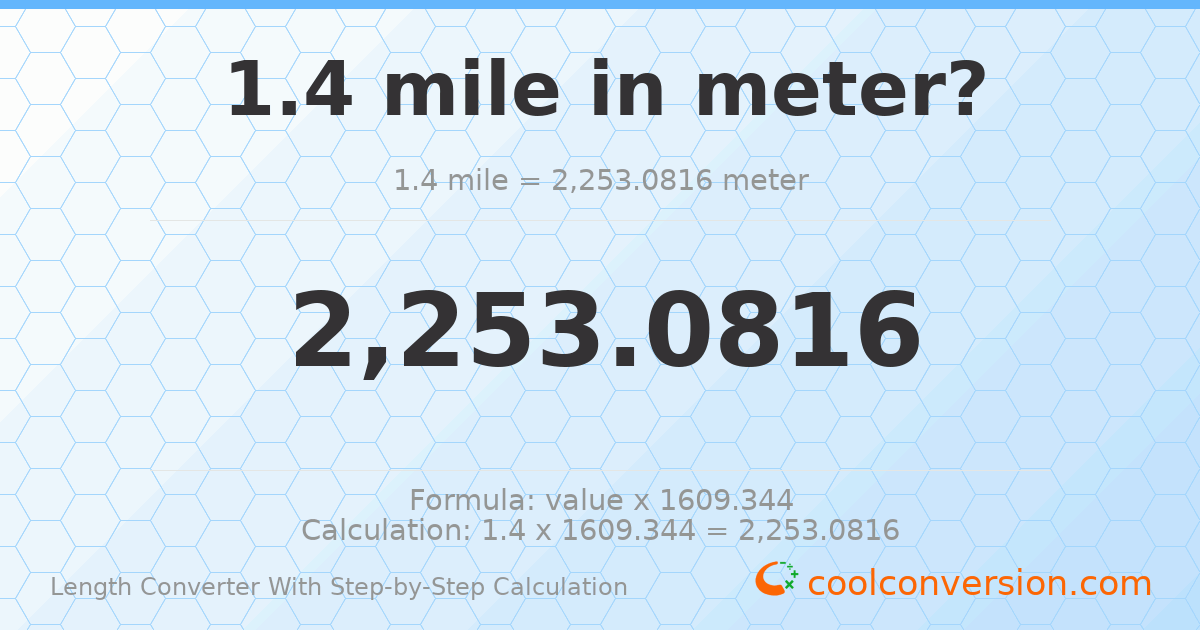 1.4 miles = 2253.08 meters