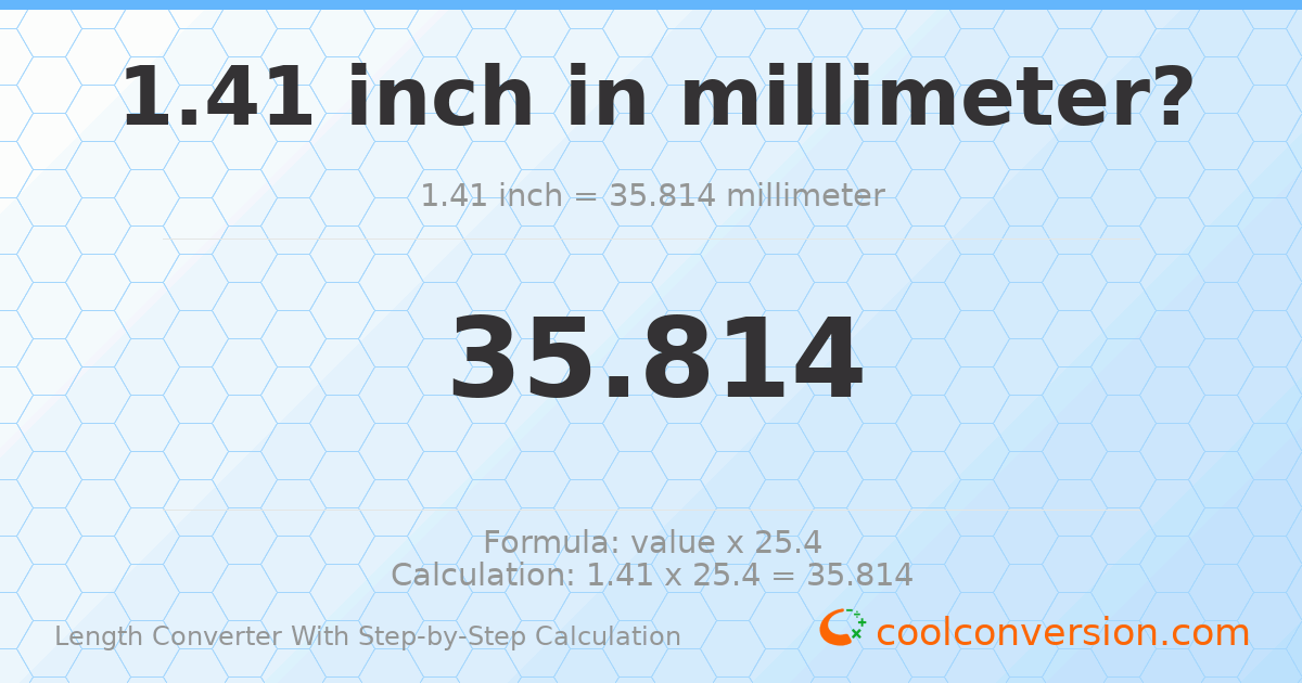 1.41 inches = 35.814 millimeters
