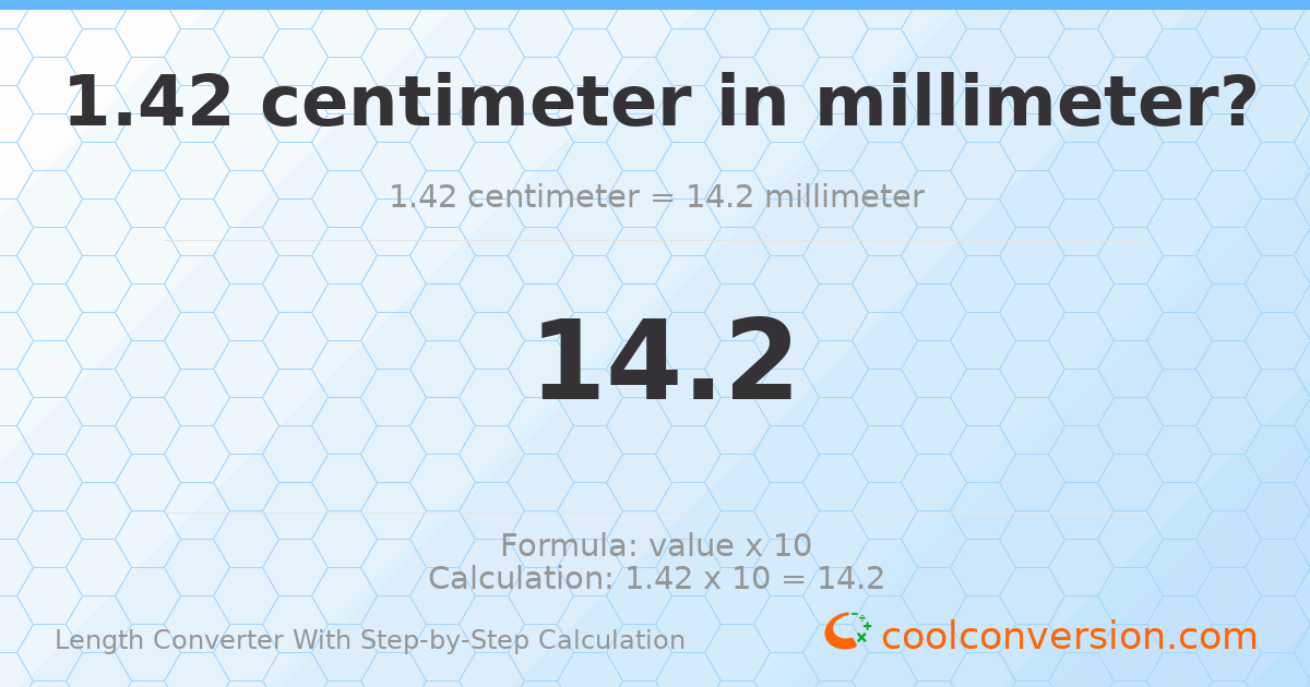 1.42 centimeters = 14.2 millimeters