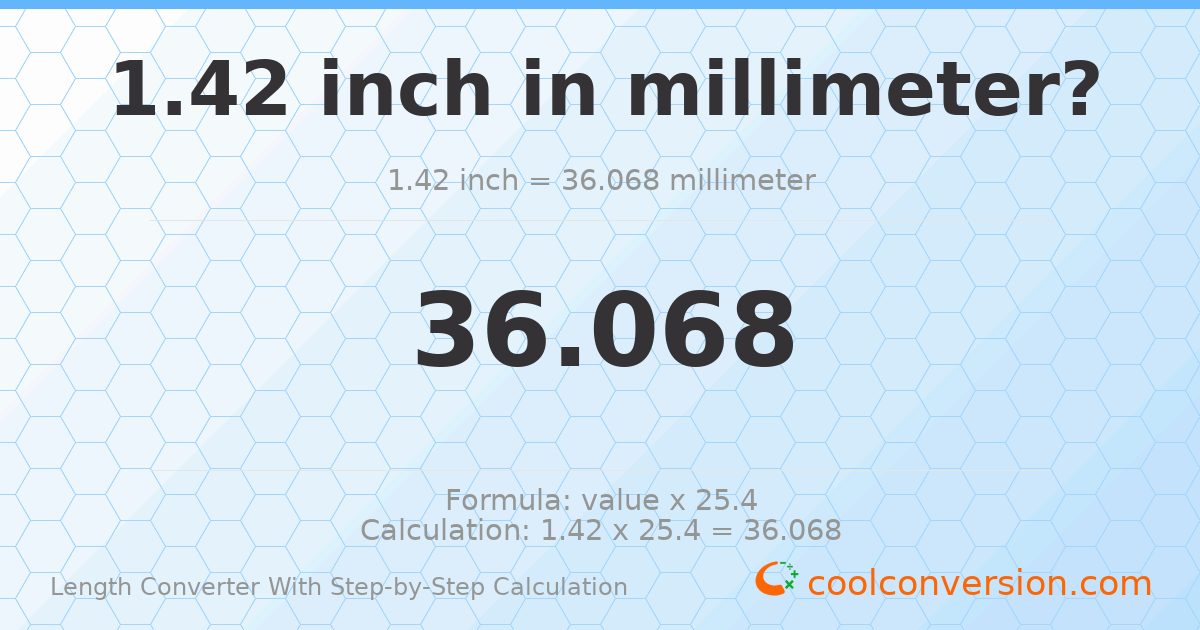1.42 inches = 36.068 millimeters