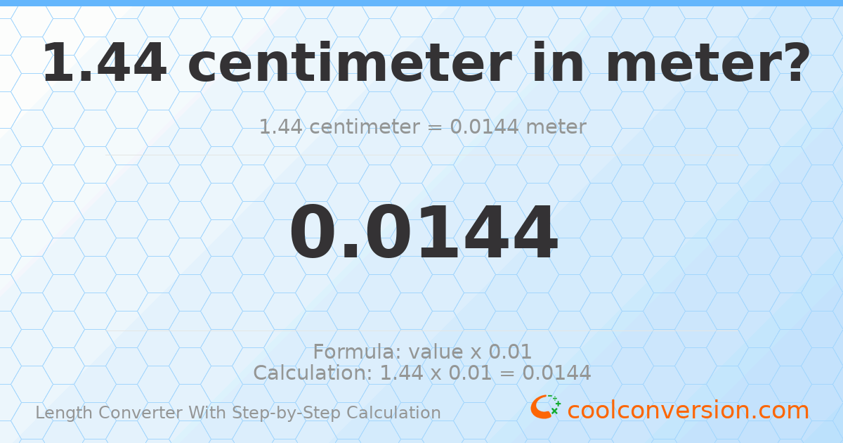 1.44 centimeters = 0.0144 meters