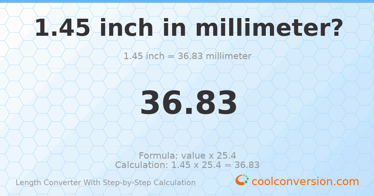 1.45 inches = 36.83 millimeters