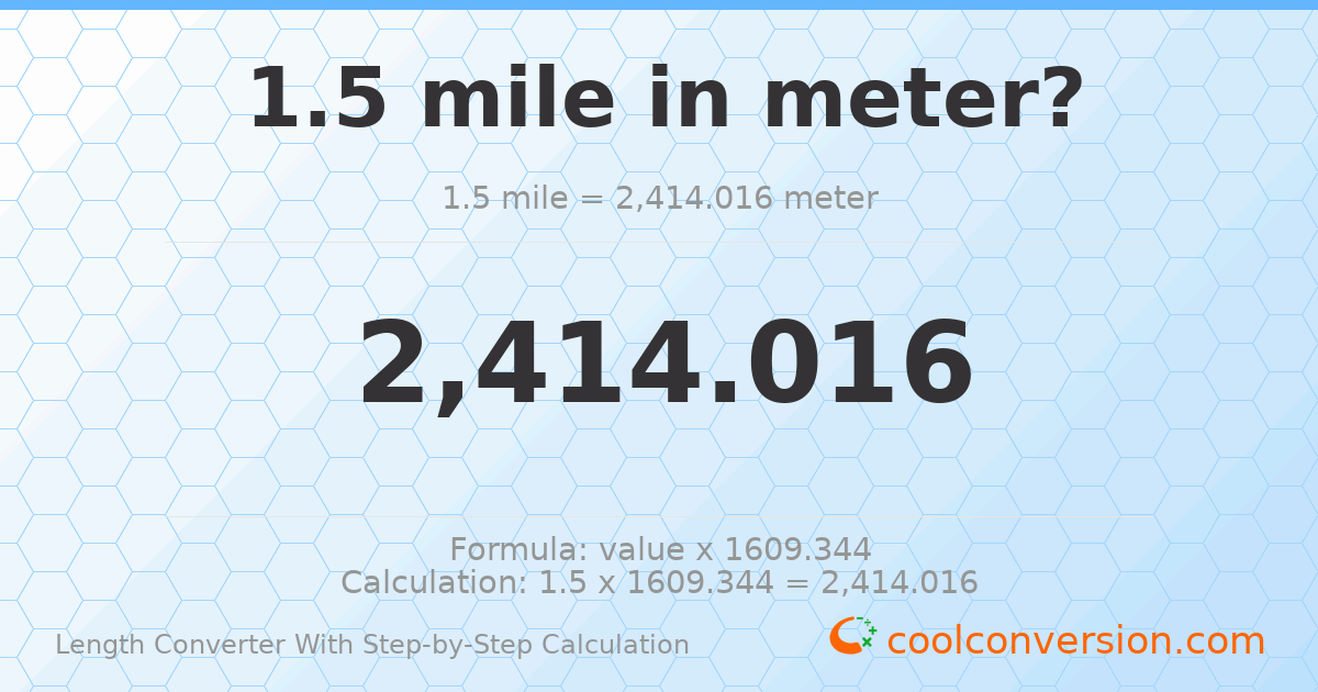 1.5 miles = 2414.02 meters