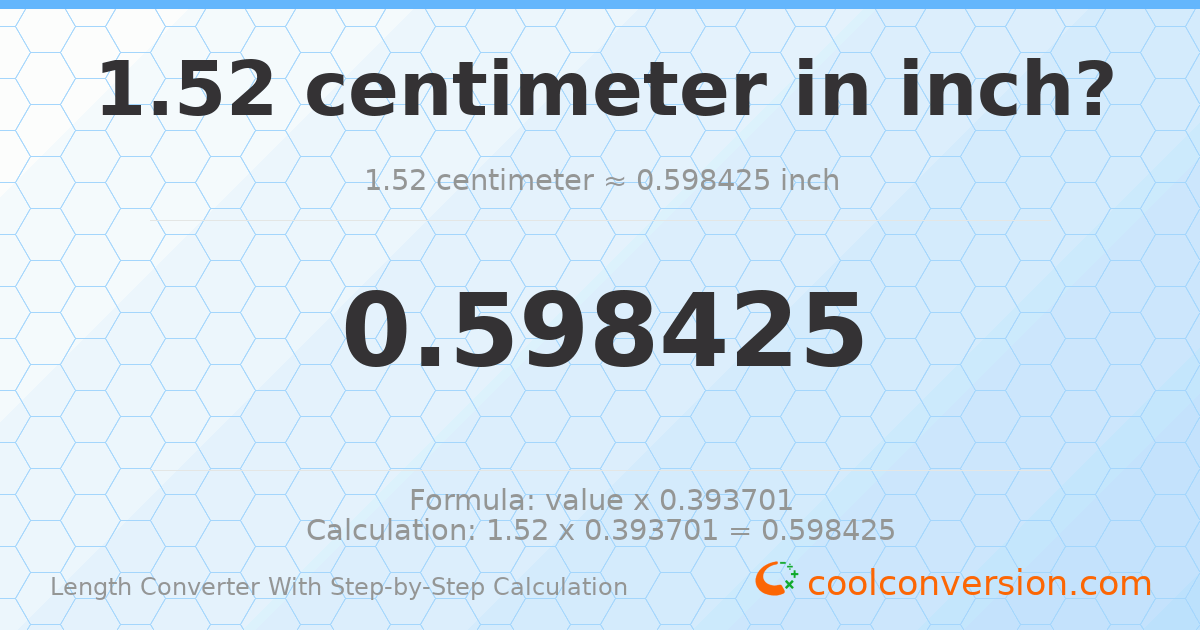 1.52 centimeters = 0.598425 inches