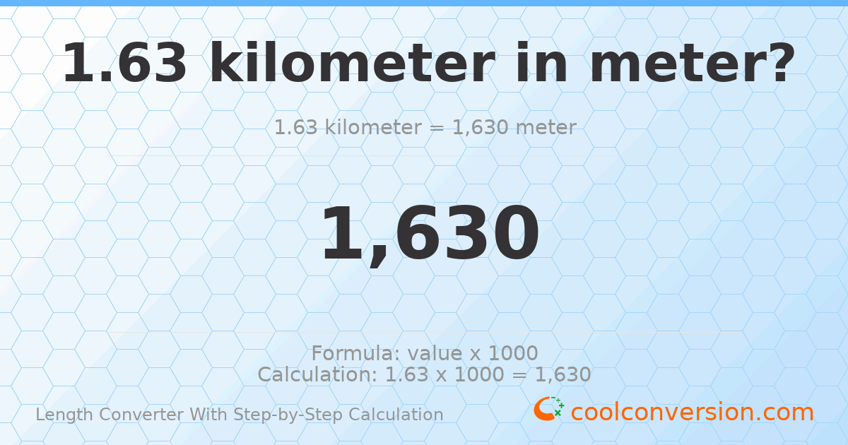 1.63 kilometers = 1630 meters
