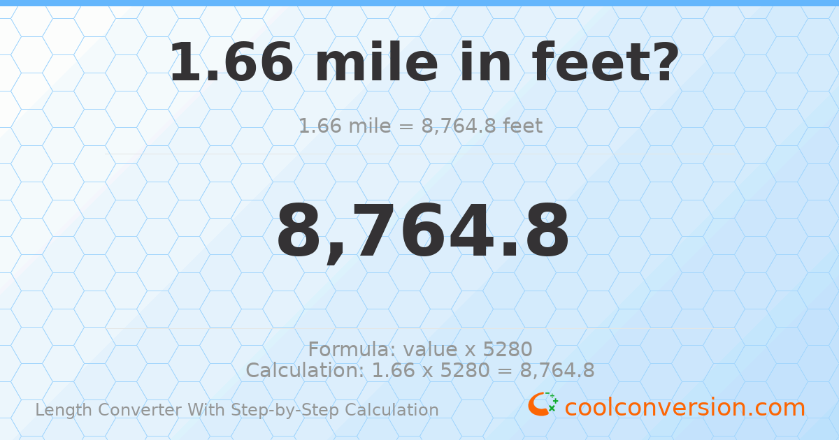 1.66 miles = 8764.8 feet