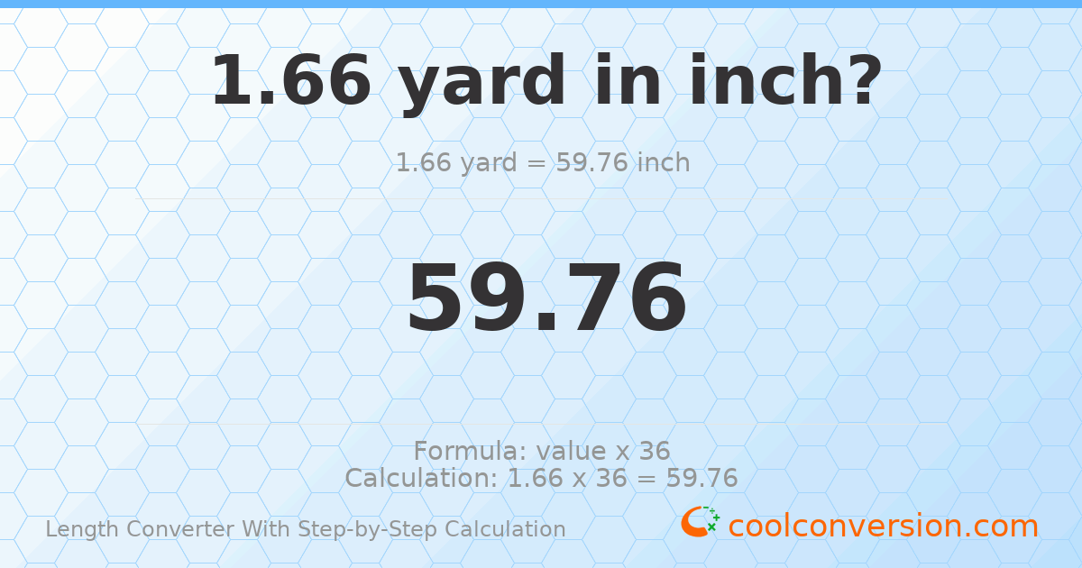 1.66 yards = 59.76 inches