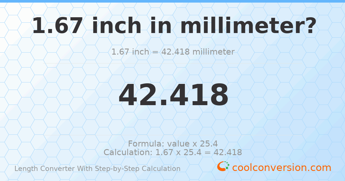 1.67 inches = 42.418 millimeters
