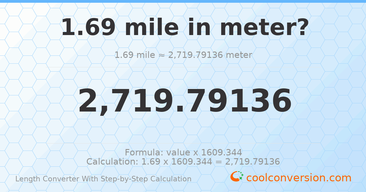 1.69 miles = 2719.79 meters