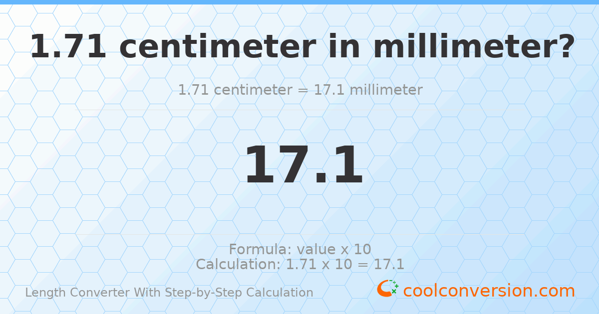1.71 centimeters = 17.1 millimeters