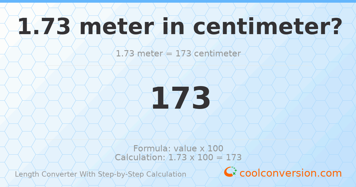 1.73 meters = 173 centimeters