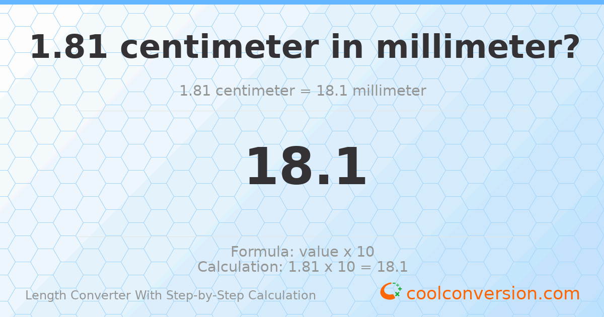 1.81 centimeters = 18.1 millimeters