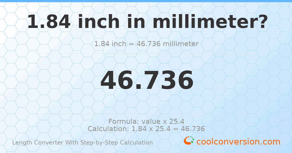 1.84 inches = 46.736 millimeters