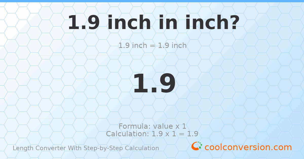 1.9 inches = 1.9 inches
