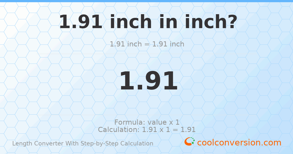 1.91 inches = 1.91 inches