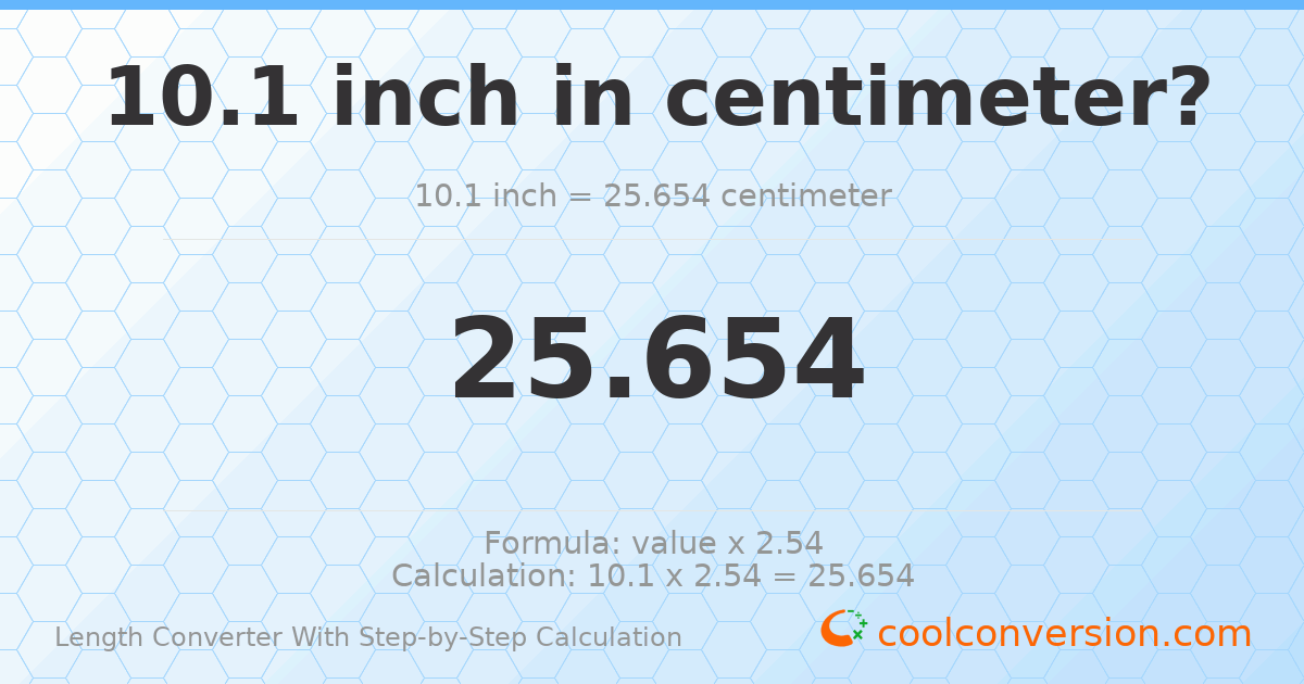 10.1 inches = 25.654 centimeters