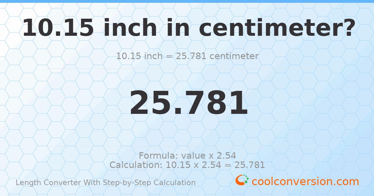 10.15 inches = 25.781 centimeters