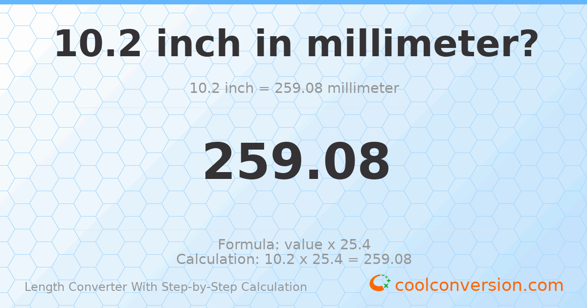 10.2 inches = 259.08 millimeters