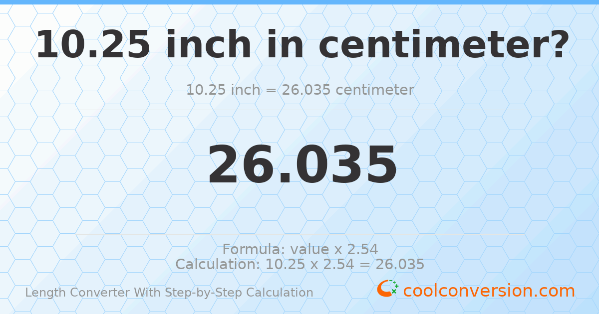 10.25 inches = 26.035 centimeters