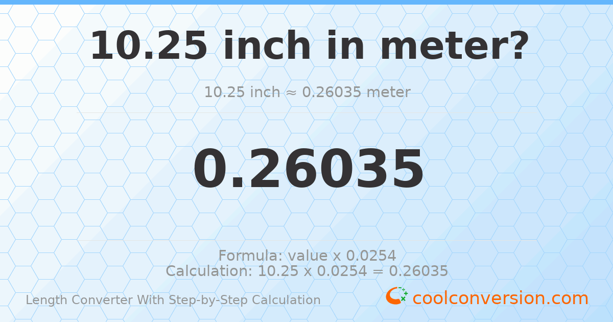 10.25 inches = 0.26035 meters
