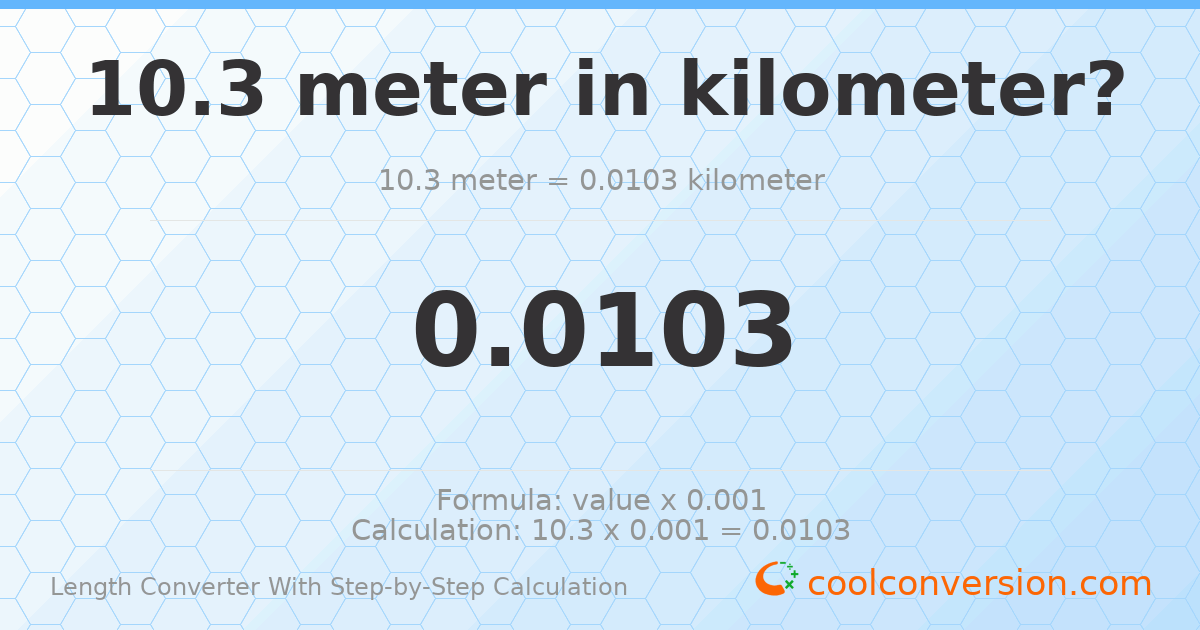 10.3 meters = 0.0103 kilometers