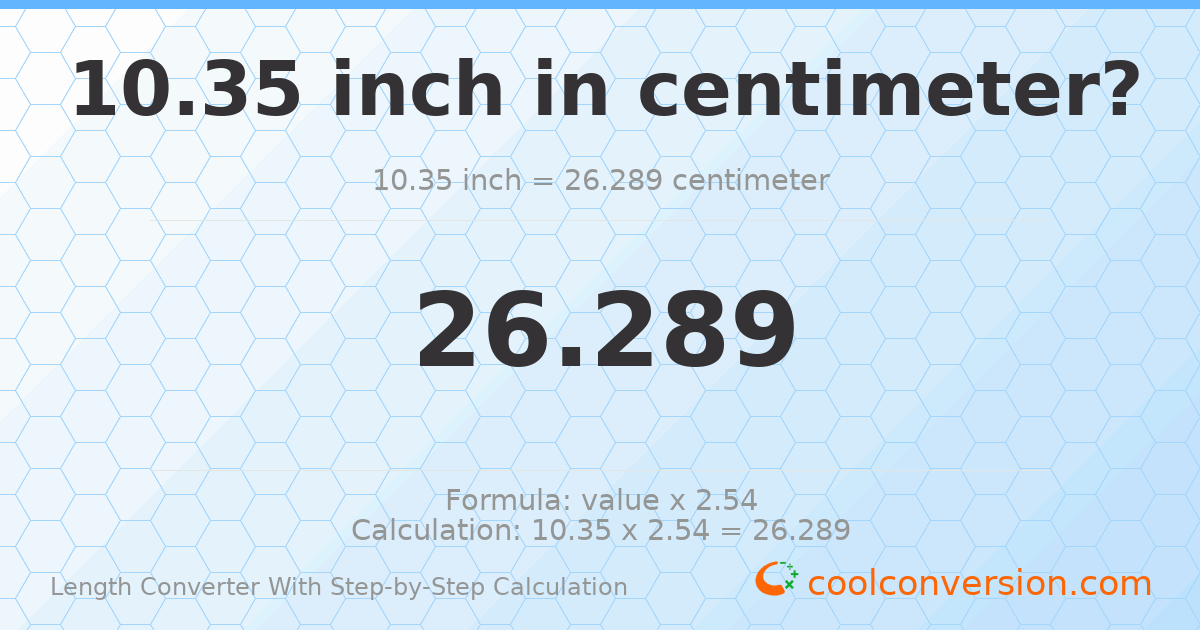 10.35 inches = 26.289 centimeters