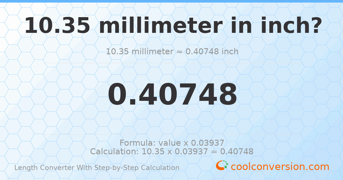 10.35 millimeters = 0.40748 inches