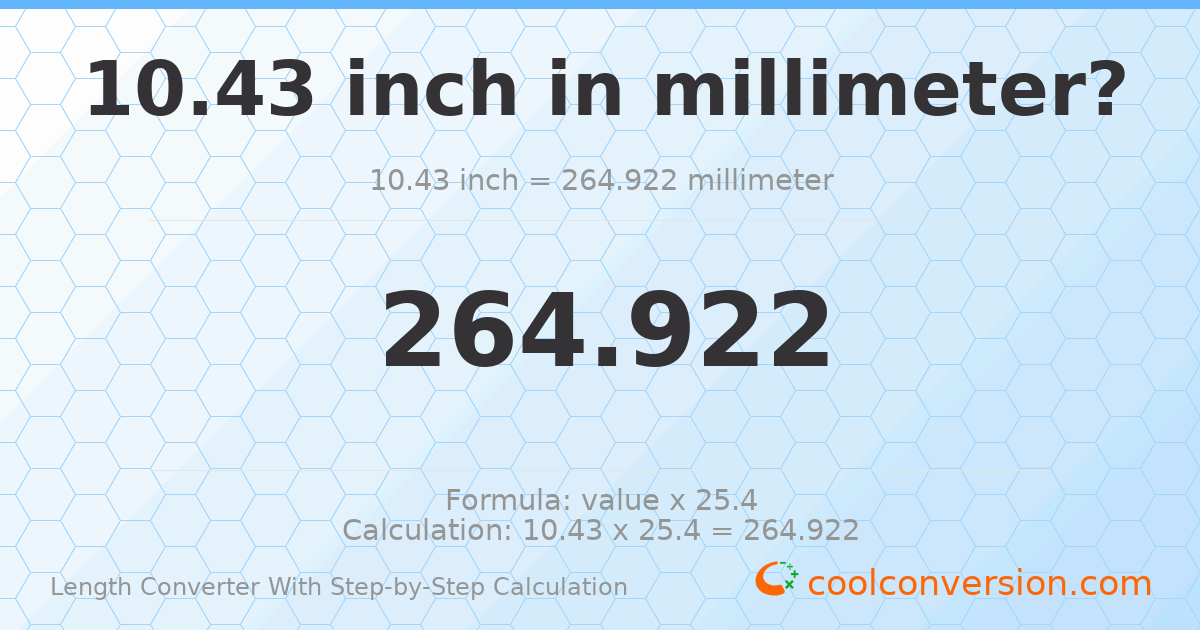 10.43 inches = 264.922 millimeters