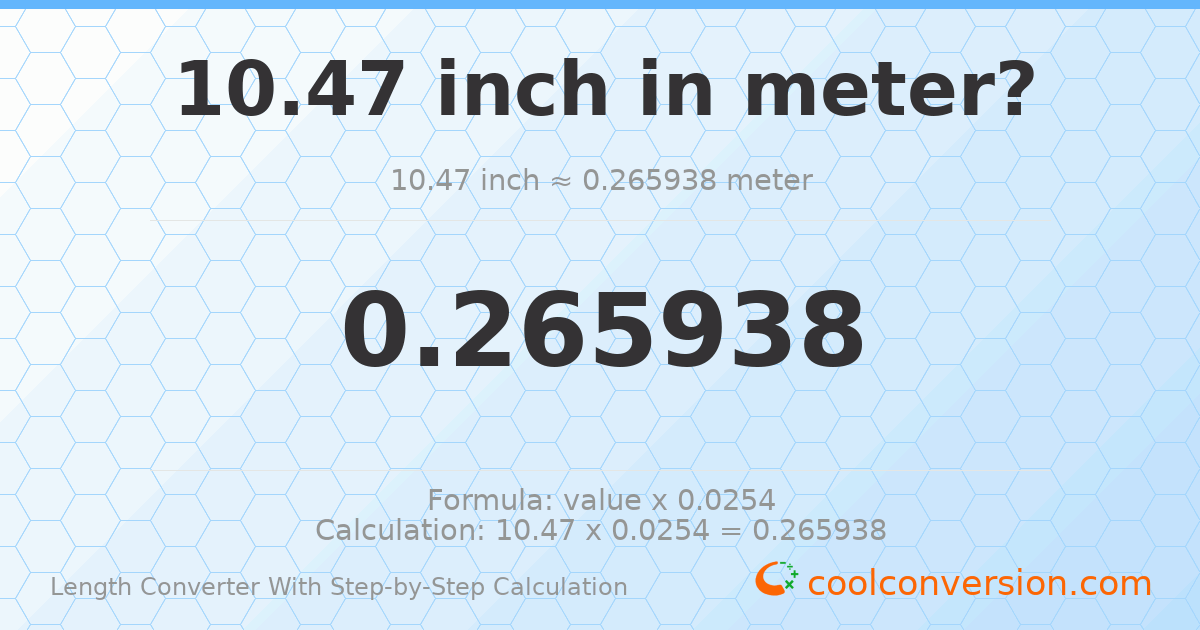 10.47 inches = 0.265938 meters