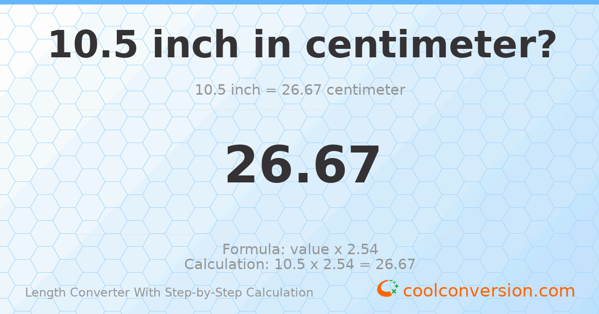 10.5 inches = 26.67 centimeters