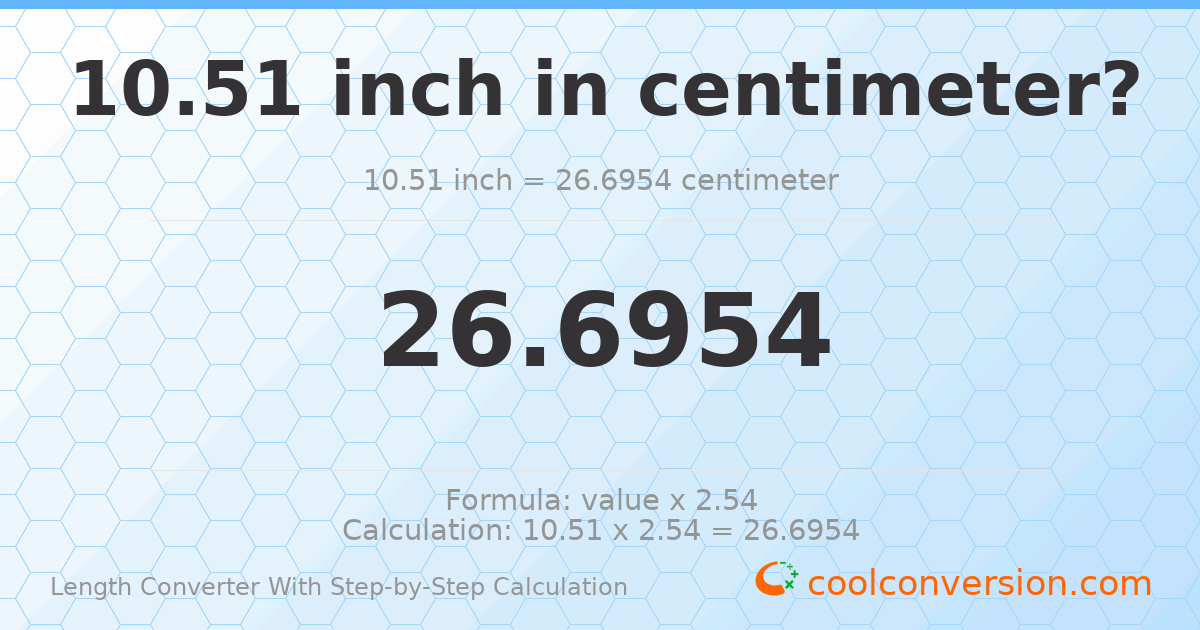 10.51 inches = 26.6954 centimeters