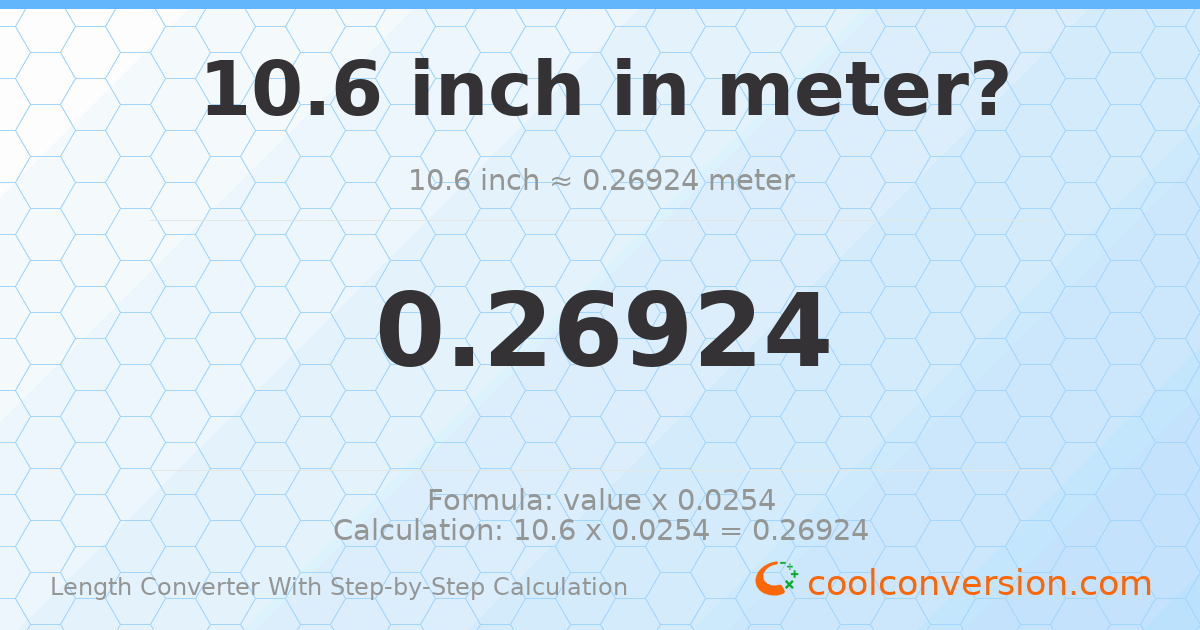 10.6 inches = 0.26924 meters