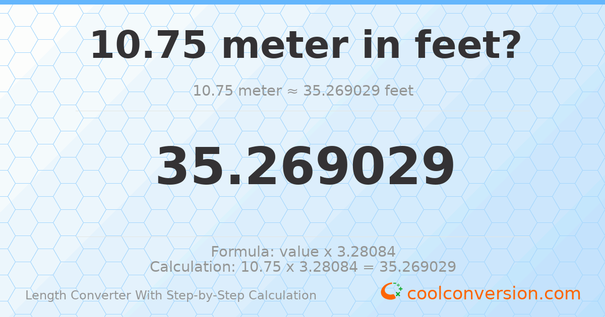 10.75 meters = 35.269 feet
