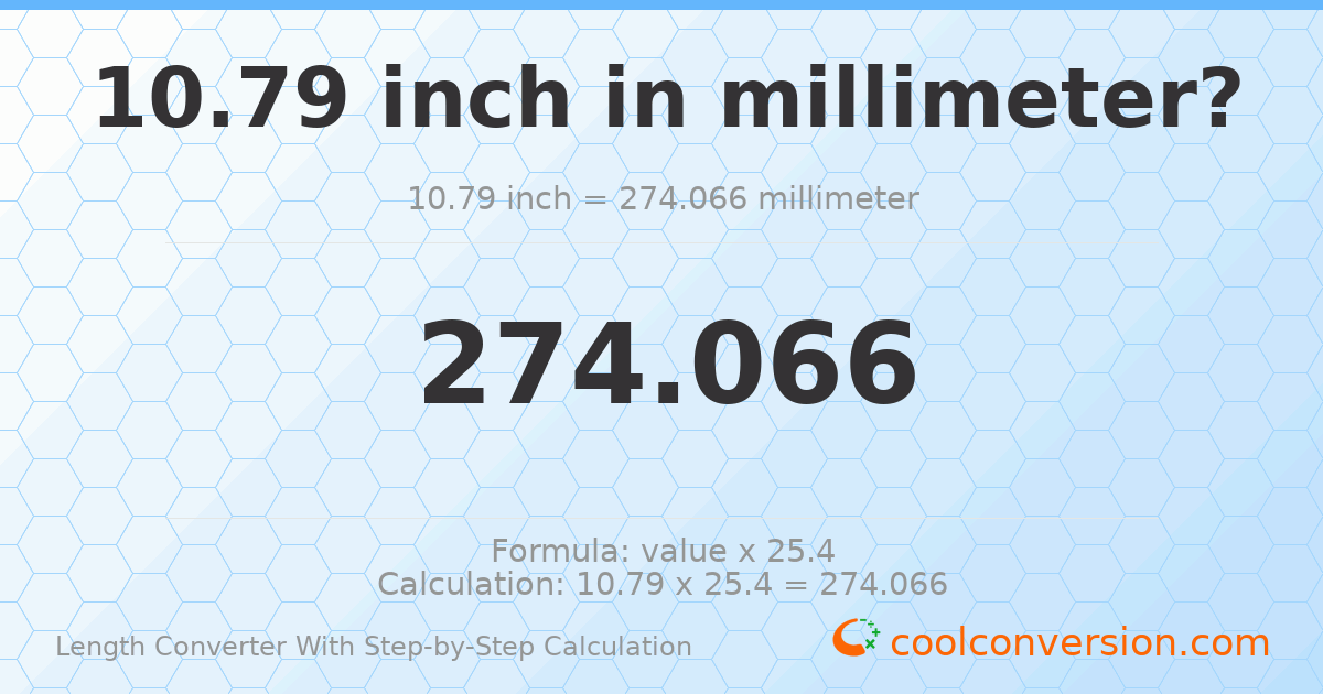 10.79 inches = 274.066 millimeters