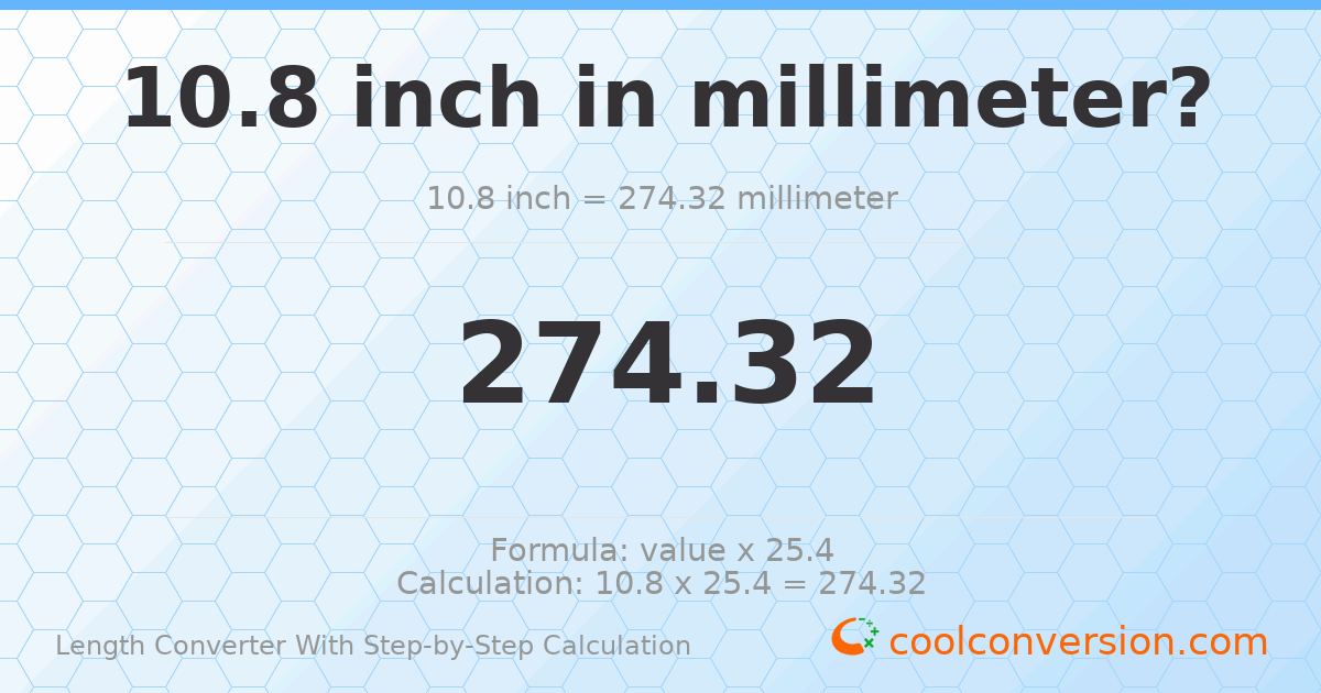 10.8 inches = 274.32 millimeters