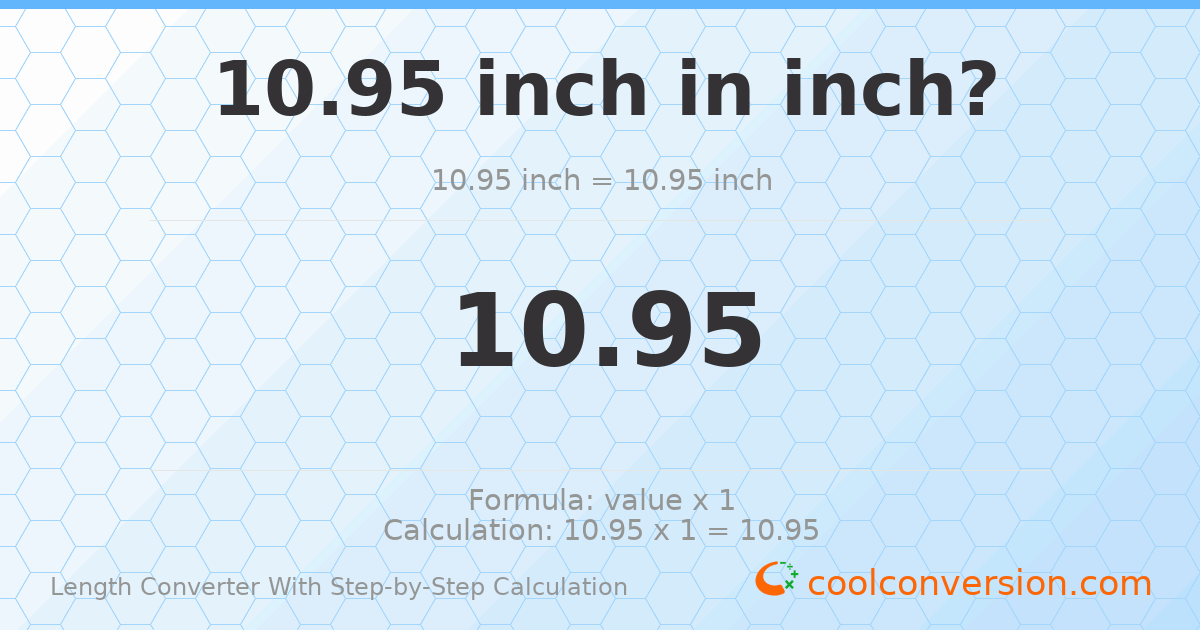 10.95 inches = 10.95 inches