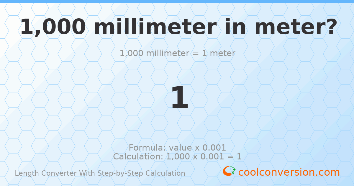 1000 millimeters = 1 meter
