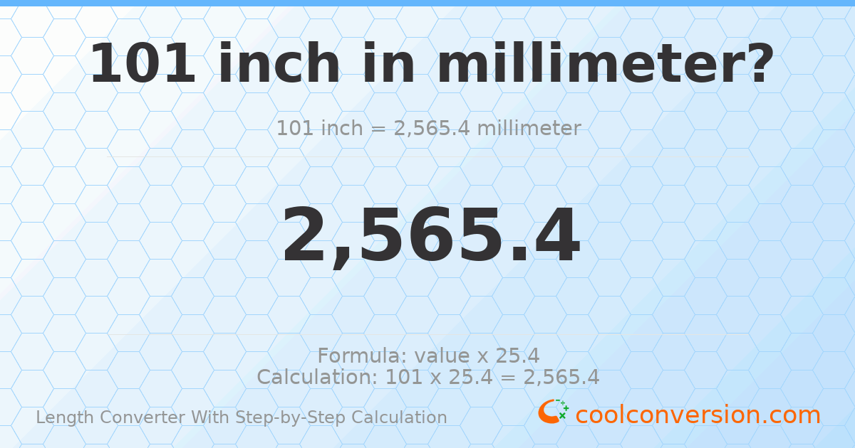 101 inches = 2565.4 millimeters