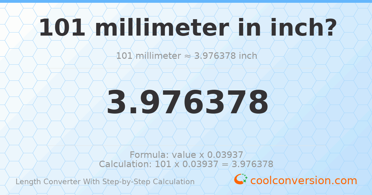 101 millimeters = 3.97638 inches