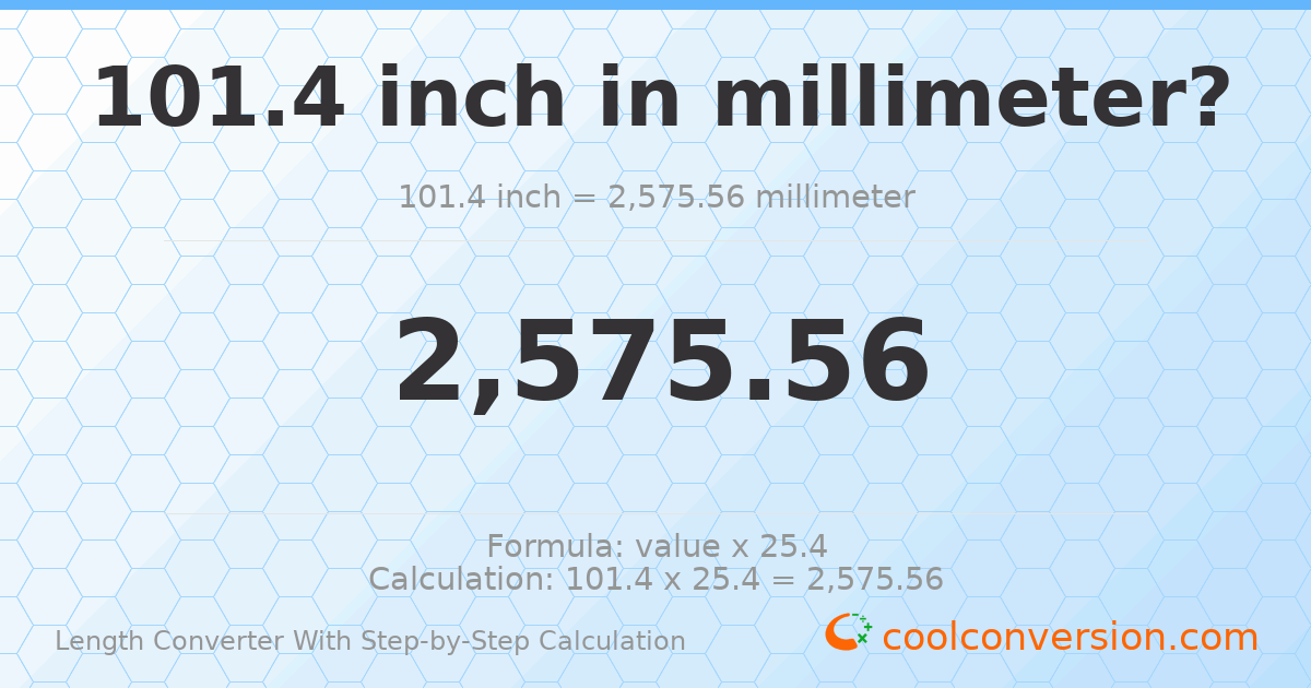 101.4 inches = 2575.56 millimeters