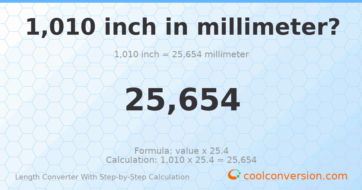 1010 inches = 25654 millimeters