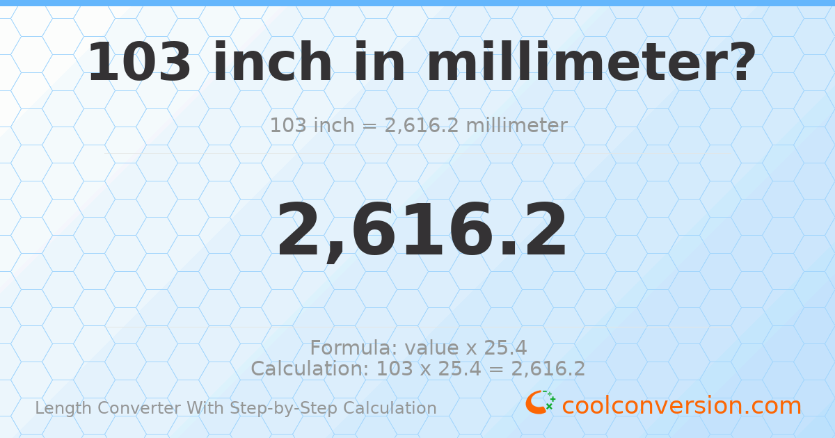 103 inches = 2616.2 millimeters