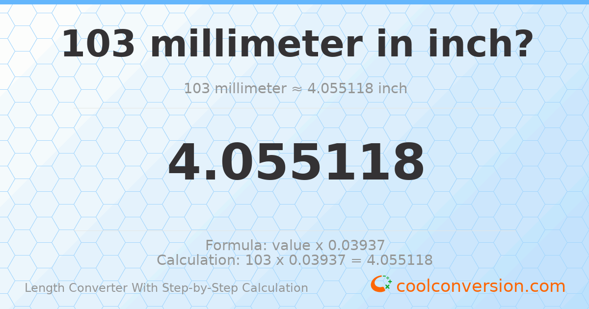 103 millimeters = 4.05512 inches