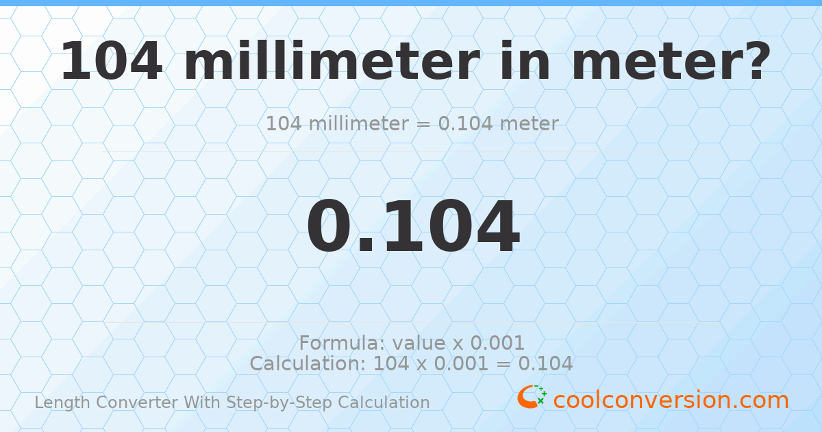 104 millimeters = 0.104 meters